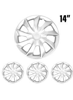 Buy Wheel Cover Kit PISTOL 14 Inch Hubcaps Set of 4PC Automotive Wheel Cap with Universal Fit - Pistol Silver Colour High Quality in Saudi Arabia