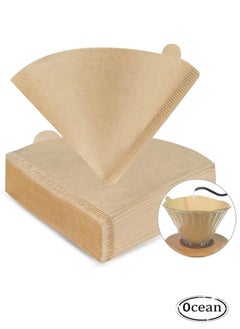 Buy 100pcs Coffee Filters V60 Cone Paper Brown Coffee Filters Unbleached Paper Filters Compatible with Pour Over Drippers 2-4 Cups Size 02 Coffee Filters v60 in UAE