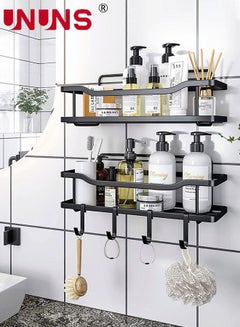 Buy Wall Mounted Storage Shelf Set,4 Pack No Drilling Adhesive Bathroom Storage Organizer,Shower Caddie Black in UAE