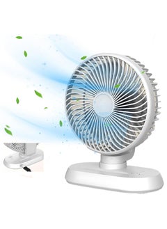 Buy Portable Clip on Fan, Rechargeable Personal Fan, Small Oscillating Table Fan, Automatic Rotating Fan, 3 Speeds Quiet Mini Fan for Bedroom Camping Stroller (White) in Saudi Arabia