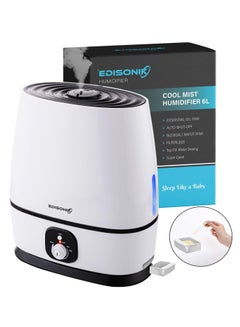 Buy Humidifier for Bedroom 6L - Cool Mist Humidifier with Fragrance Oil Diffuser - Super Quiet 35db Humidifiers - Filterless Humidifier ideal for Babies & Kids - Lasts 50 Hours in Saudi Arabia