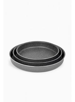 Buy Granite Coated Round Oven Baking Tray Set With Non Stick Surfaces Black in Saudi Arabia
