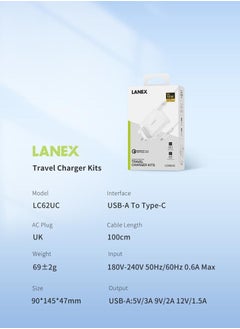 Buy LC62UC Travel Charger Kit Head 18 Wat with 1 meter cable in UAE