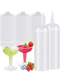 اشتري 25 Clear Plastic Coupe Glasses, 4oz - Disposable Champagne, Margarita, Martini, and Cups for Parties,  Decorations في الامارات