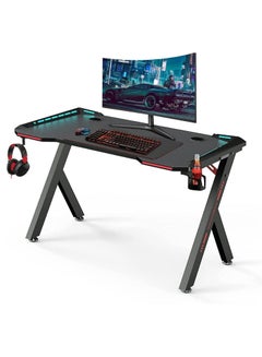 Buy Gaming Desk With RGB LED Colors Light, Headset Hook, Cup Holder Size 120 cm in UAE
