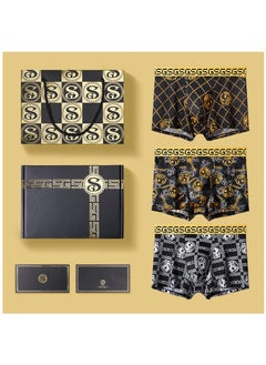 Buy Boxed Men's Fashionable Printed Summer Lightweight Boxed Underwear Set Of 3 Pieces in UAE