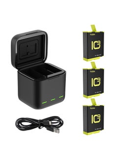 Buy TELESIN Sports Camera Battery Storage Charger Set 1 * 3-slot Battery Charging Box + 3 * 1750mAh Batteries Fast Charging with TF Card Storage Slots Replacement for GoPro Hero 11/10/ 9 in Saudi Arabia