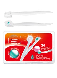 Buy Outdoor Travel Toothbrush Disposable Mini Toothbrush Travel Toothbrushes with Toothpaste Portable Peppermint 24pcs in Saudi Arabia