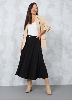 اشتري Solid A-Line Midi Skirt with Belt Loops في السعودية