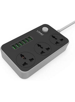 Buy Power Strip Surge Protector with 3 Universal International Socket & Smart 6 USB Charging Ports 3.4A - SC3604 in Egypt