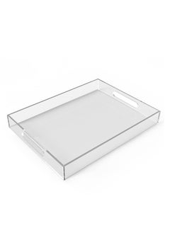 اشتري Storage Tray Storage Tray Acrylic Tray 12 x 16 x 2 inches with Handle Clear Decorative Tray Countertop Storage Tray For Kitchen Bathroom Living Room Office في الامارات