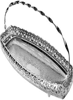 Buy Queen Anne oval tray Silver plated with rotating handles (40 * 15 cm) Royal" 0/5991/7 in Egypt