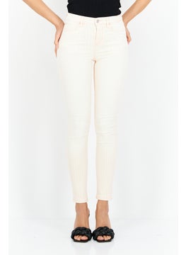 Buy Women Skinny Fit High Waist Stripe Jeans, Pink in UAE