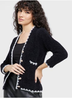 Buy Contrast Trim Detail Cardigan in Saudi Arabia