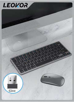 Buy 2.4G Rechargeable Bluetooth Three Mode Wireless Keyboard And Mouse Set Usb External Portable For Desktop Notebook Gun Black in Saudi Arabia