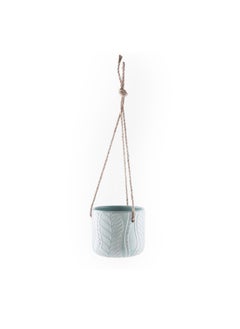 Buy Vinca Terracotta hanging planter with rope 12x12x10cm - Mint green in UAE