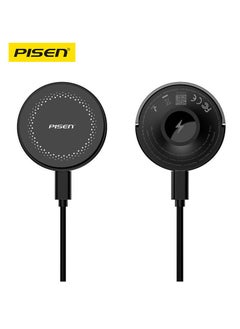 اشتري PISEN-2 in 1 15W Magnetic Wireless Charger Suitable for mobile phones, Bluetooth earphones, and smart watches Type C Cable 1.2M في الامارات