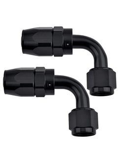 Buy 8AN Swivel Hose End Fitting 90 Degree, 2Pcs Aluminum Oil Fuel Line for Braided Aluminum, Black in UAE