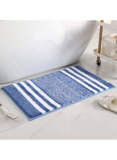 اشتري Bathroom Rugs Bath Mat 40x60cm Non-Slip Fluffy Soft Plush Microfiber Shower Carpet Rug Machine Washable Quick Dry Ultra Bath Mats for Tub Bathroom and Shower Dark Blue. في الامارات