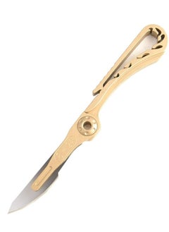 Buy Mini Brass Pocket Knife EDC Utility Knife with 10 Extra Replaceable Blades, Portable Sharp Folding Knife with Back Clip in UAE