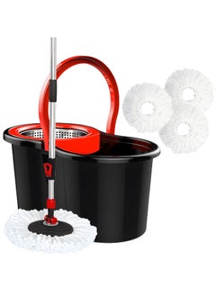 Buy Premium Spin Mop and Bucket Sets, Microfibre Floor Spin Mop and Bucket Set with 3 Super Absorbent Reusable Mop Heads, 6L Mop Bucket with Stainless Steel Mop Bucket With Wringer. in UAE