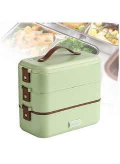 Buy 3-Layer Removable Portable Electric Heating Lunch Box Rice Cooker Food-Grade Stainless Steel Container for Home School Office in Saudi Arabia