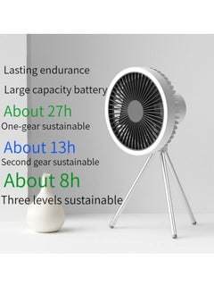 اشتري M MIOAYAN new multi-functional outdoor camping wireless lighting fan can charge mobile phone desk desktop USB tripod fan student dormitory hanging ceiling fan white في السعودية