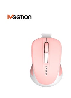 اشتري MEETION MiniGo Small Travel 2.4Ghz Cordless Silent Computer Cute Mini Rechargeable Laptop Wireless Mouse (8CM) pink color في الامارات