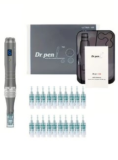 Buy Professional Microneedling Derma Pen with 20-Piece Combination Syringe Cordless Dermapen for home skin care use in UAE