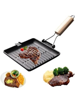 Buy Cast Iron Griddle Steak Pan, Non-Stick Pan Frying Pan for Kitchen Foldable Handle Baking Cooking Tool Skillet Cookware Worked with Gas Electric Furnace Induction Ceramic Stove for Indoor Outdoor（28c in Saudi Arabia