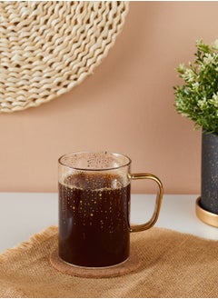 Buy Glass Mug With Gold Handle in Saudi Arabia