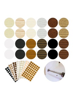 Buy 648 Pieces Adhesive Screw Stickers, Screw Hole Covers Hole Stickers, PVC Cover Caps 12 Colors Waterproof Wood Textured Cover for Wall Cabinets Desk Screws Furniture Repairing (Classic Style) in Saudi Arabia