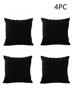 Buy 4-Piece Home Decorative Pillow Covers Striped Corduroy Throw Pillow Cover Black 45x45 Centimeter in UAE