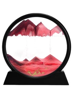 Buy Sand Art Liquid Motion, Round Glass 3D Moving Sand Art Picture Deep Sea Sandscape in Motion Display Flowing Sand for Adult Kid Desktop Home Office Work Decor (Red, 7inch) in UAE