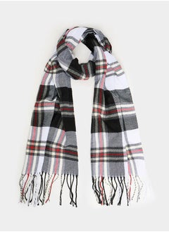 اشتري Checked Scarf with Fringe Detail في السعودية