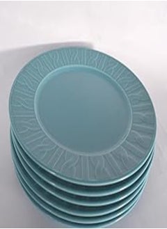 اشتري KUTAHYA 6Pcs Dinnerware Set NC ROUND Flat Plate, Porcelain 23 cm - Blue في مصر