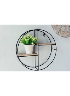 اشتري Dranad Round Metal Shelf Natural/Black 37x10cm في الامارات