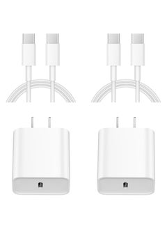 Buy iPhone 15 Charger Fast Charging - 2 Pack 20W USB C Wall Charger Adapter with 6FT Type C Fast Charging Cable for iPhone 15/15 Pro/15 Pro Max,iPad Pro/Air/Mini in UAE