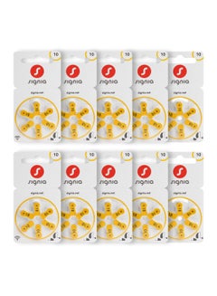 Buy 60-Pieces Signia (Size 10) Hearing Aid 1.45V Zinc Air Mercury Free Batteries in UAE