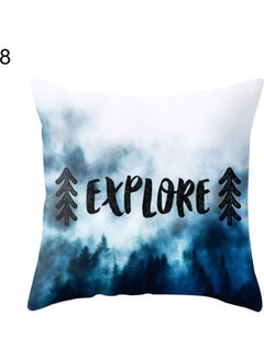 Buy Scenery Printed Pillow Cover White/Blue/Black in UAE