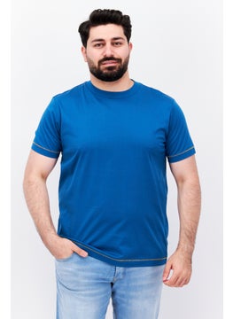 Buy Men Crew Neck Shorts Sleeves Graphic Plain T-shirt, Light Blue in UAE