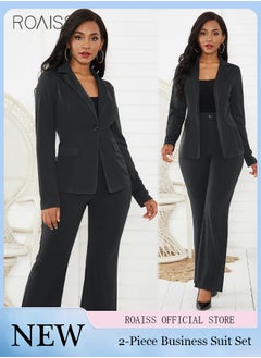 Buy 2 Piece Business Professional Suit Women'S Fashion Blazer And High Waist Suit Pants Set in UAE