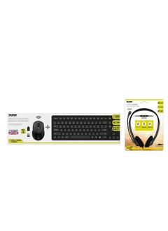 Buy Wieless Keyboard and Mouse set-English/Arabic Lamguage with Stereo Headset Combo in UAE