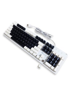 اشتري لوحة مفاتيح ميكانيكية للألعاب ميجا كي، أبيض أسود، 87 غطاء مفاتيح، مفتاح بني في مصر