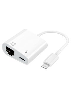 Buy Lightning to Ethernet Adapter [Apple MFi Certified] 2 in 1 RJ45 Ethernet LAN Network Adapter with Charge Port Compatible with iPhone/iPad/iPod Plug and Play Supports 100Mbps Ethernet Network White in Saudi Arabia