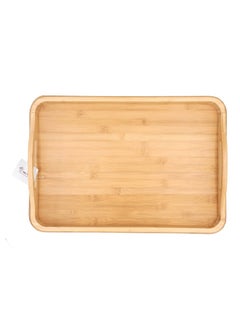 Buy Rectangular Bamboo Serving Tray with Handle Natural 6.5 x 35 x 50.5 cm G19-BX027 in Saudi Arabia