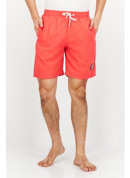 Buy Men Drawstring Brand Logo Swim Short, Red in UAE