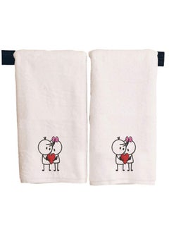 Buy Embroidered For You (White) Luxury (Him & Her with Heart) Personalized Bath Towel (70 x 140 Cm-Set of 2) 100% cotton, Highly Absorbent and Quick dry, Classic Hotel and Spa Quality Bath Linen-600 Gsm in UAE