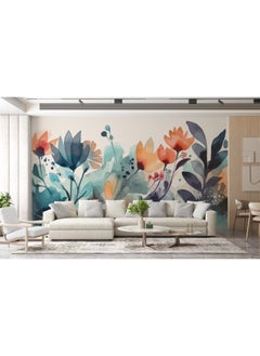 اشتري Beautiful Tropical Creative Flowers Jungle  Fabric Wallpaper Covers An Area ​​Up To 4.2Mx3M With Adhesive And Smoothing Tool في مصر