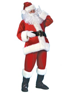 اشتري Men Christmas Santa Claus Adult Costume Deluxe Velvet Suit 7Pcs في الامارات